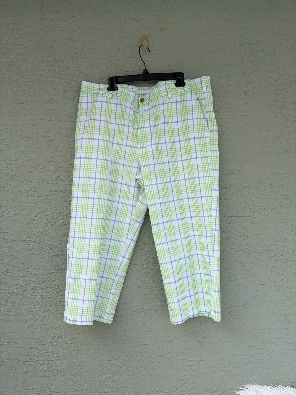 IZOD Golf Mens Plaid Performance Pants Size 40x30 Green Blue Preppy Golf Pants